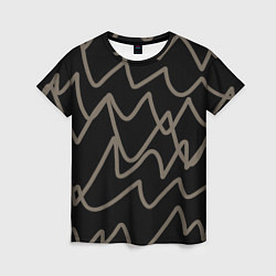 Футболка женская Кривые рукописные линии чёрно-коричневый, цвет: 3D-принт