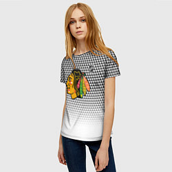 Футболка женская Чикаго Блэкхокс - геометрический паттерн с градиен, цвет: 3D-принт — фото 2