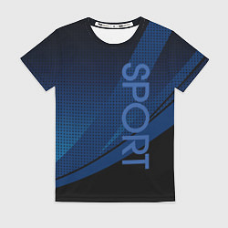 Футболка женская Sport чёрно-синий геометричный, цвет: 3D-принт