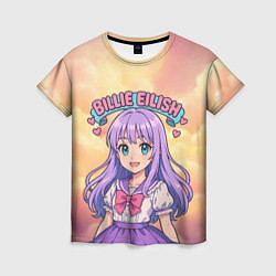 Женская футболка Билли Айлиш в аниме стиле