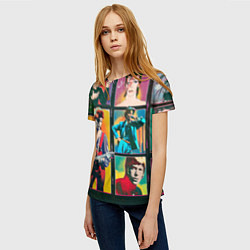 Футболка женская David Bowie vintage collage, цвет: 3D-принт — фото 2
