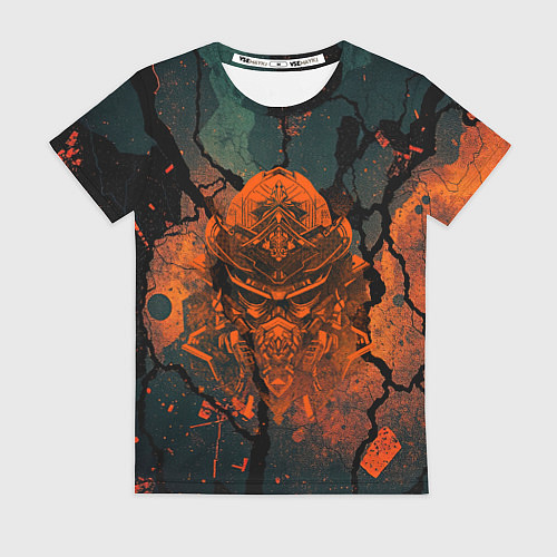 Женская футболка Шлем кибернетического самурая / 3D-принт – фото 1