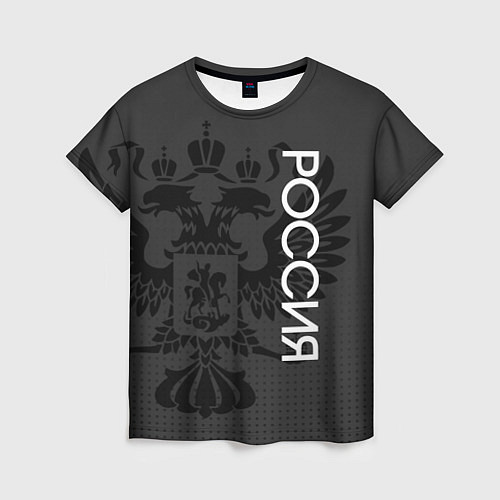 Женская футболка Россия тёмный серый с гербом / 3D-принт – фото 1