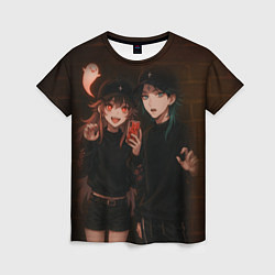 Футболка женская Ху Тао и Сяо пейринг, цвет: 3D-принт