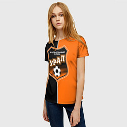 Футболка женская ФК Урал - оранжево черные, цвет: 3D-принт — фото 2