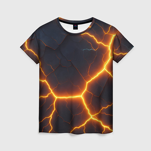 Женская футболка Молнии и черные объемные плиты / 3D-принт – фото 1