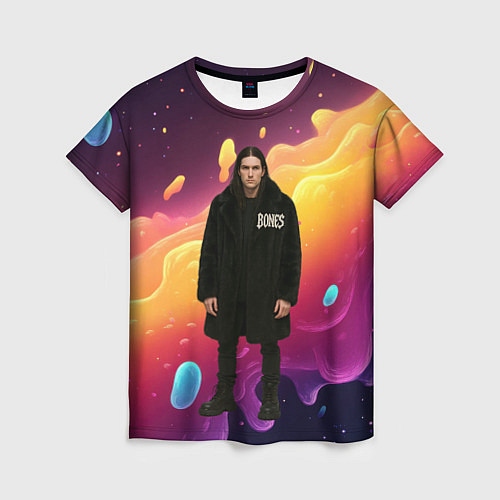 Женская футболка Bones во весь рост в черной одежде / 3D-принт – фото 1