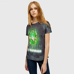 Футболка женская Skyrim gold logo Dragonborn, цвет: 3D-принт — фото 2