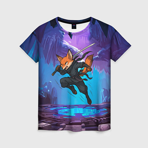 Женская футболка Лис ниндзя в прыжке / 3D-принт – фото 1