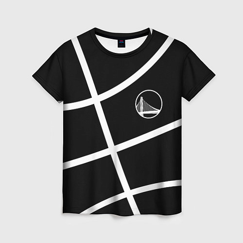 Женская футболка Голден Стэйт Уорриорз - текстура черного мяча / 3D-принт – фото 1