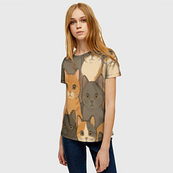 Футболка женская Мяу-Микс паттерн с котиками, цвет: 3D-принт — фото 2