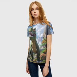 Футболка женская Тираннозавр - Minecraft, цвет: 3D-принт — фото 2