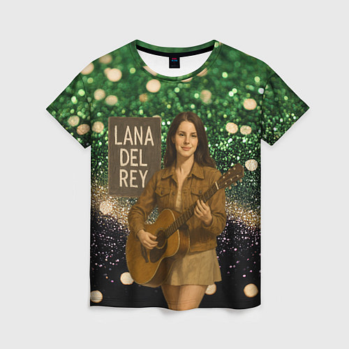 Женская футболка Lana Del Rey играет на гитаре / 3D-принт – фото 1