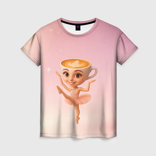 Женская футболка Балерина капучино ии мем / 3D-принт – фото 1