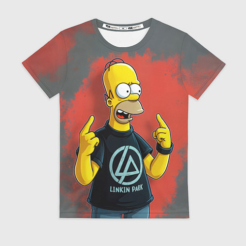 Женская футболка Гомер в футболке Linkin Park / 3D-принт – фото 1