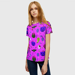 Футболка женская Halloween pink, цвет: 3D-принт — фото 2