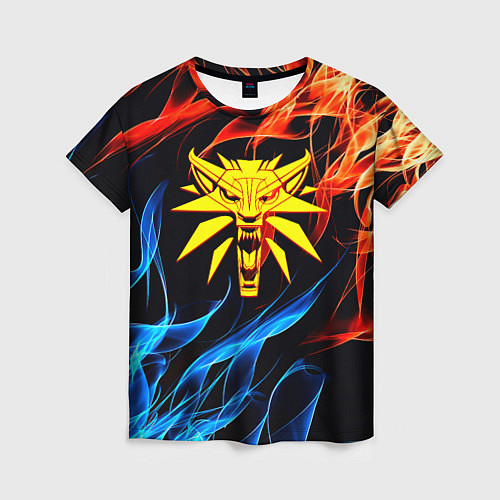 Женская футболка Ведьмак огненное лого в огне / 3D-принт – фото 1