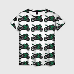 Женская футболка Motorbike dark green
