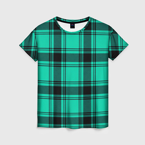 Женская футболка Checkered turquoise / 3D-принт – фото 1
