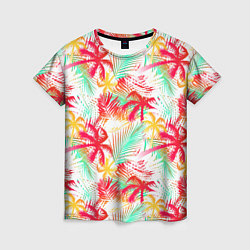 Женская футболка Palm red yellow