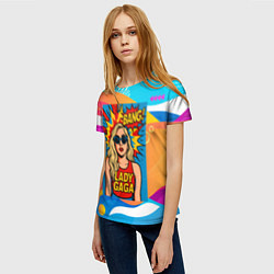 Футболка женская Леди Гага в стиле комиксов, цвет: 3D-принт — фото 2