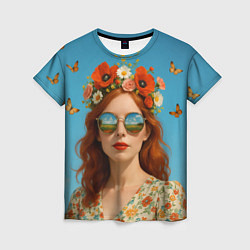 Женская футболка Девушка в очках