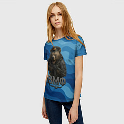 Футболка женская ВМФ медведь, цвет: 3D-принт — фото 2