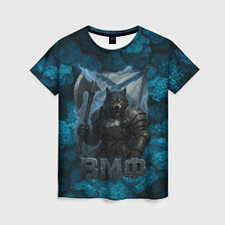 Женская футболка Волк с флагом ВМФ