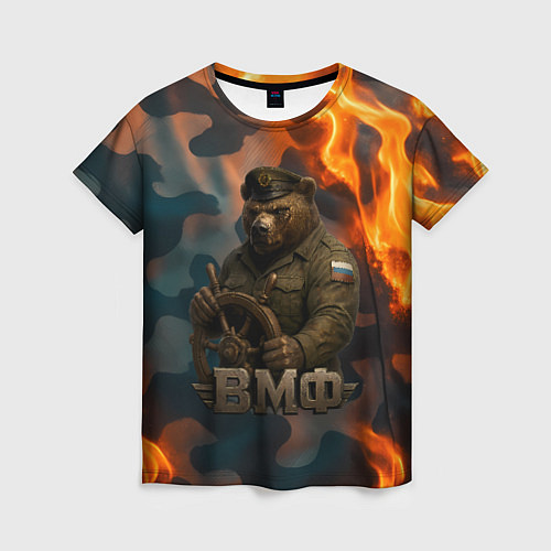 Женская футболка Медведь у штурвала МВФ / 3D-принт – фото 1