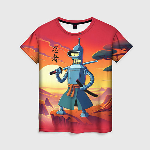Женская футболка Бендер ниндзя в Японском пейзаже / 3D-принт – фото 1