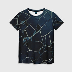 Футболка женская Тёмный чёрно-синий битые плиты, цвет: 3D-принт