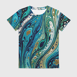 Женская футболка Сине-зеленый абстрактный узор