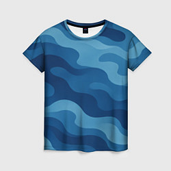 Женская футболка Синие волнистые линии в виде камуфляжа