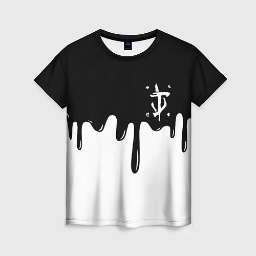 Женская футболка Doom logo жидкие краски / 3D-принт – фото 1