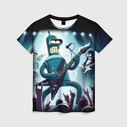 Женская футболка Гитарист Бендер из рок группы Футурамы