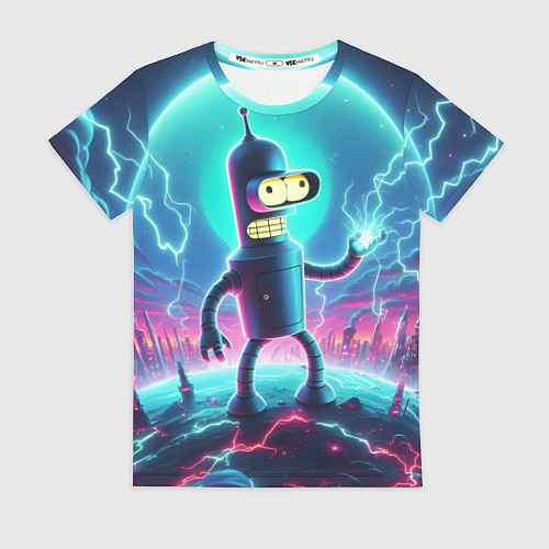 Женская футболка Робот-сгибальщик Бендер пропускает через себя молн / 3D-принт – фото 1