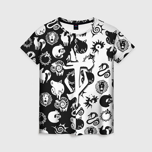 Женская футболка Doom anime black pattern / 3D-принт – фото 1