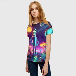 Футболка женская Ночёвка Бендера на планете светящихся гигантских г, цвет: 3D-принт — фото 2