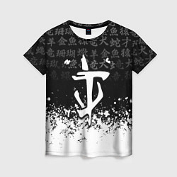 Футболка женская Doom японские символы краски, цвет: 3D-принт
