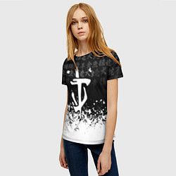 Футболка женская Doom японские символы краски, цвет: 3D-принт — фото 2