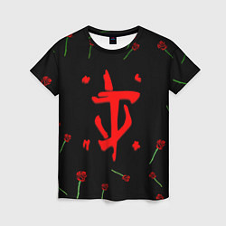 Женская футболка Doom rose pattern