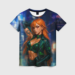 Женская футболка Нами киберпанк реализм