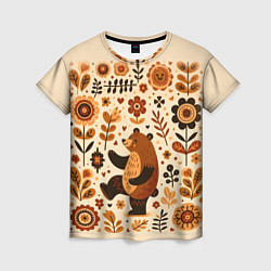 Женская футболка Мишка пляшет