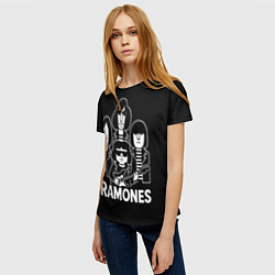 Футболка женская Ramones, силуэты, цвет: 3D-принт — фото 2