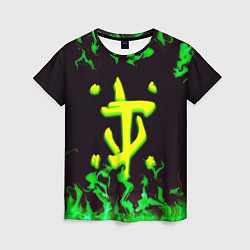 Футболка женская Doom зелёный огонь, цвет: 3D-принт