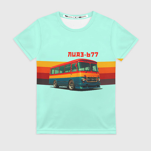 Женская футболка Ретро автобус ЛИАЗ-677 поп-арт / 3D-принт – фото 1