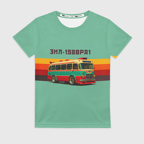 Женская футболка Ретро автобус ЗИЛ 158ВРА1 поп-арт / 3D-принт – фото 1