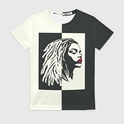 Футболка женская Девушка с дредами на темно-зеленом, цвет: 3D-принт