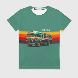 Футболка женская Ретро автобус ЗИС-154 поп-арт, цвет: 3D-принт
