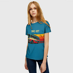 Футболка женская Ретро автобус ЗИС-127 поп-арт, цвет: 3D-принт — фото 2